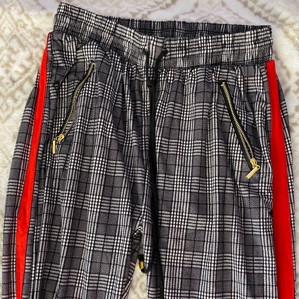 Checkered black and white joggers